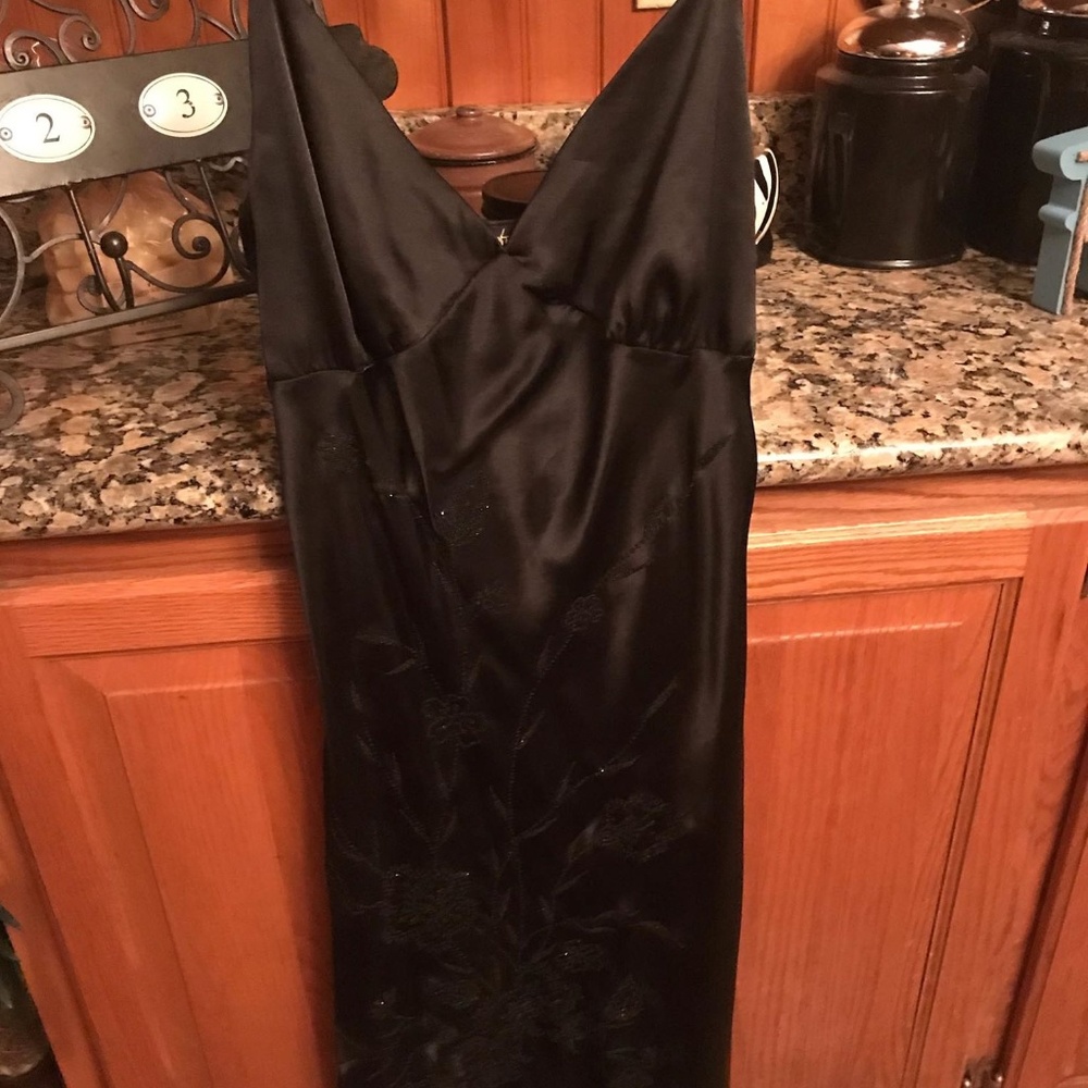 New Midi silk lined embroidered black dress